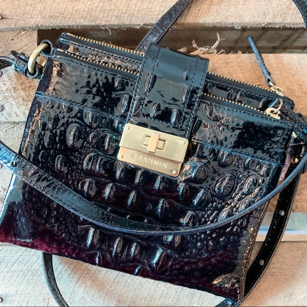 Brahmin Black Crocodile Crossbody Purse